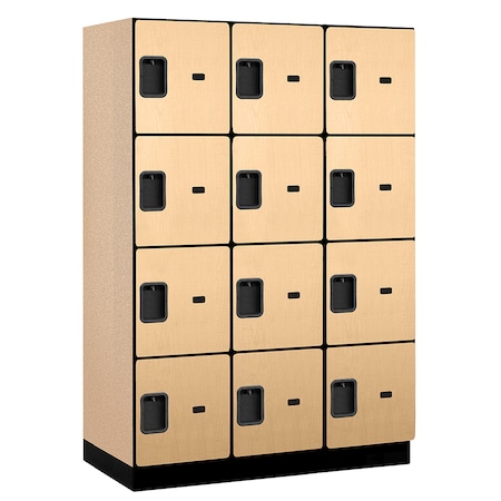 Salsbury Industries 4 Tier Designer Locker, 54"Wx76"Hx21"D, 12 Door, Maple 18-24361MAP
